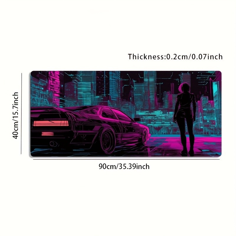 1pc Large-sized Esports Gaming Mouse Pad, Cyber City Car Character Trendy Styl