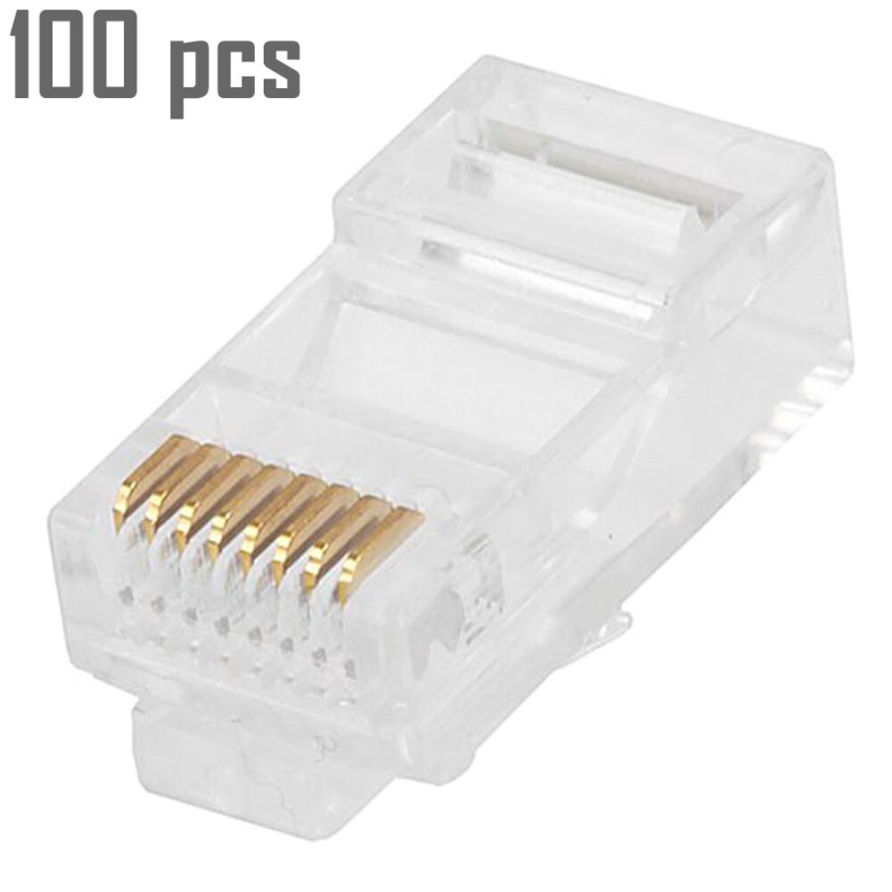 100x RJ45 Plug 8P8C Modular Crimp On For Flat Stranded Wire RJ-45 100pcs Pack