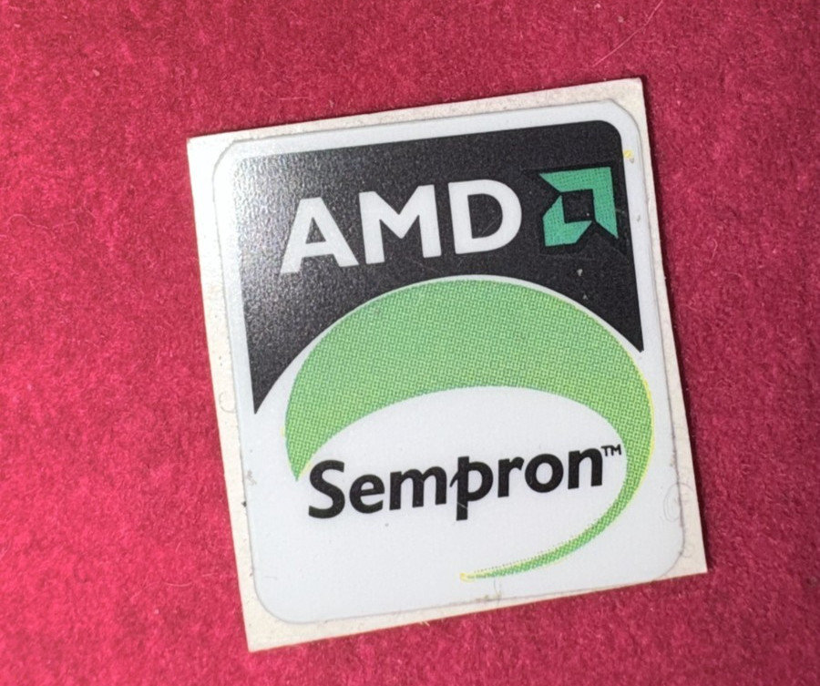 Vintage AMD Sempron Case Badge Sticker – Genuine OEM Retro PC Decal (NOS)