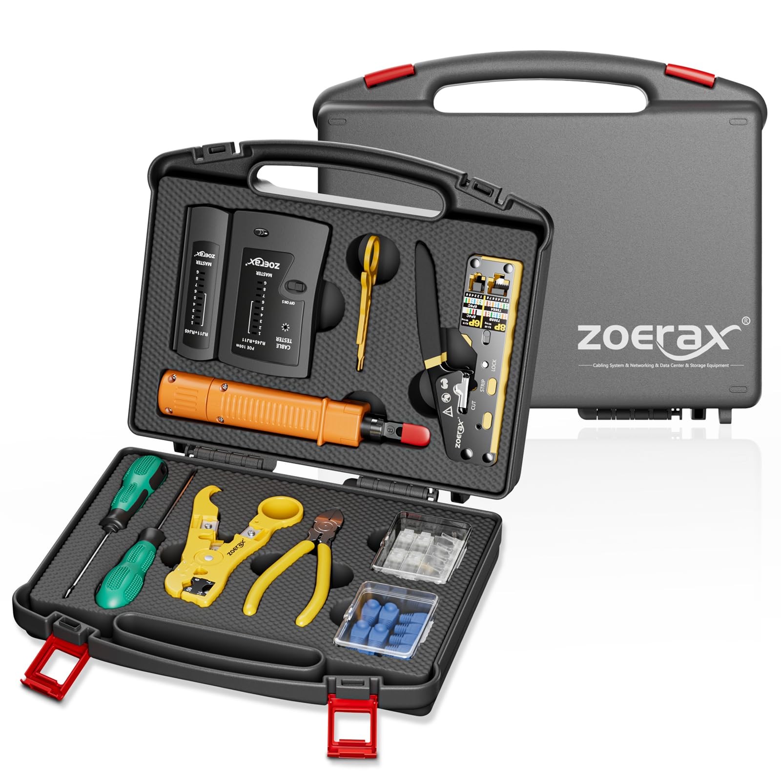 Network Tool Kit, ZOERAX 11 in 1 Professional RJ45 Crimp Silver" Or "Chrome 