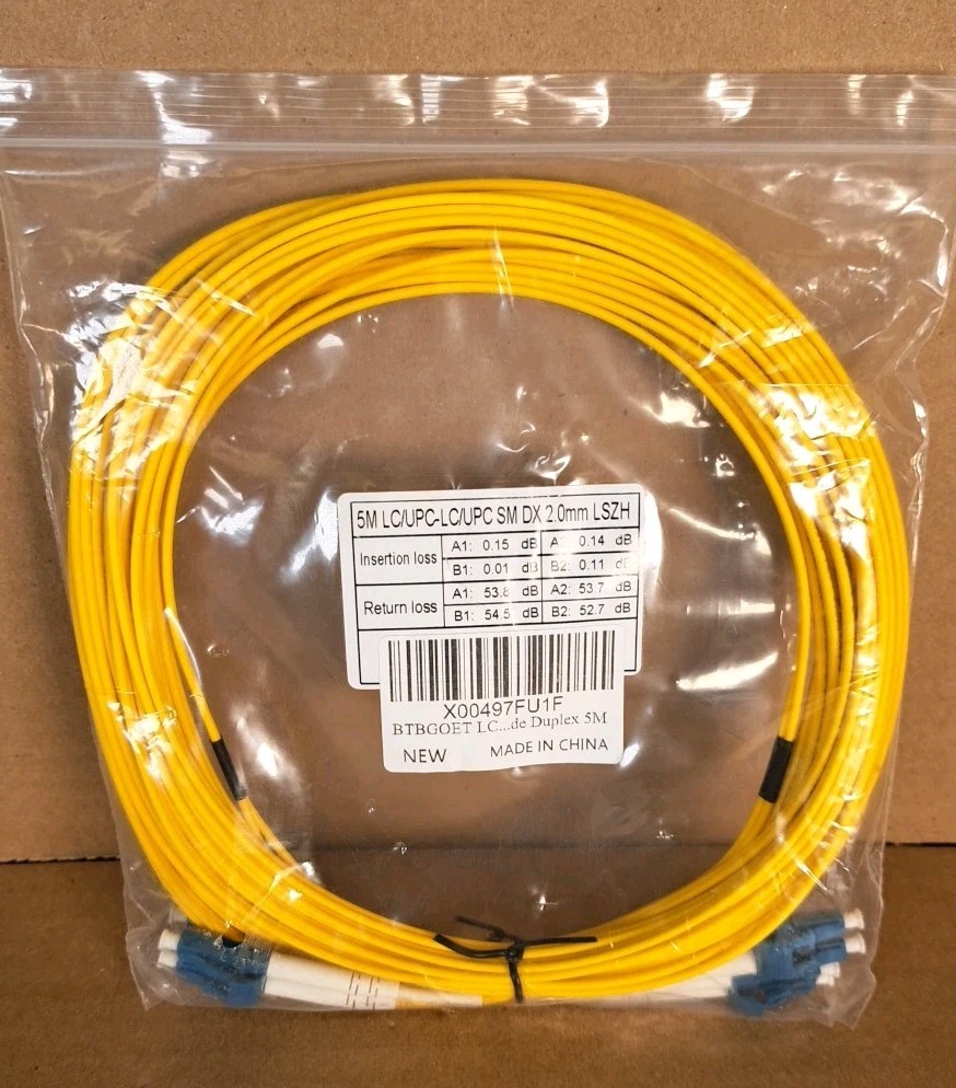BTBGOET Fiber Patch Cable LC to LC 5m 2 Pack Singlemode Fiber Cables OS2 LC LC D