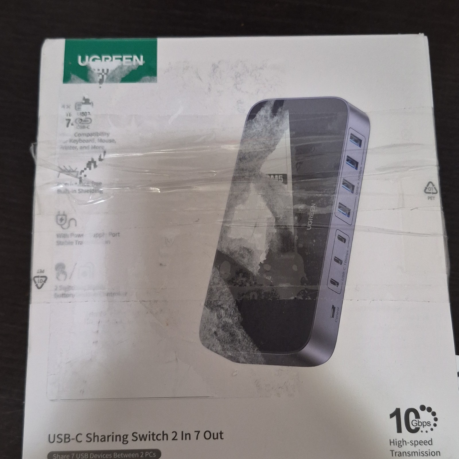UGREEN USB-C Sharing Switch 2 In 7 Out 10Gbps High-Speed CM836 Gray