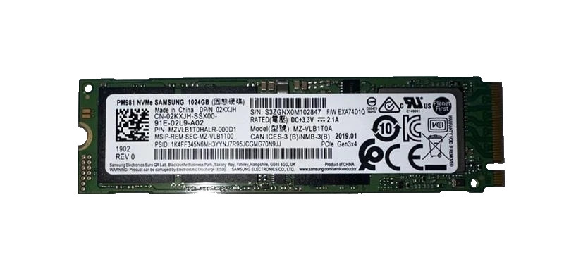 Samsung 1TB PM981 PCIe NVMe M.2 SSD MZ-VLB1T0A OEM DPN - 02KXJH