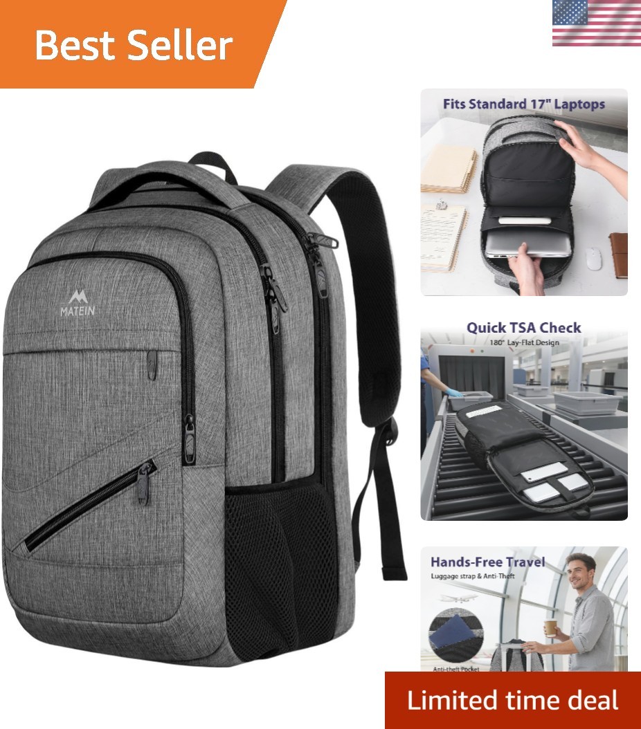 Stylish 17 Inch Laptop Backpack - TSA Friendly & Water Resistant for Travelers