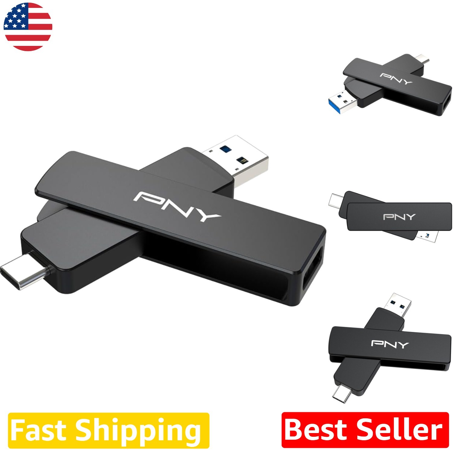 Durable 256GB Type-C & Type-A USB 3.2 Gen 2 Flash Drive - 1000MB/s Speed