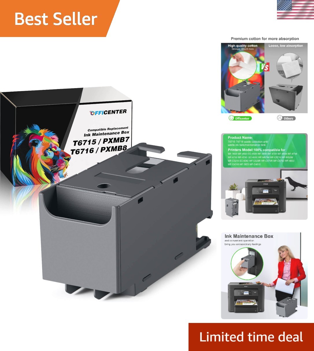 High-Yield T6715 T6716 Ink Maintenance Cartridges - Compatible with WF Printers