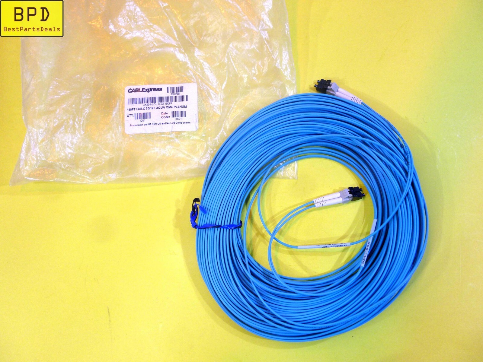 150FT LC/LC 50/125 OM4 Multimode Fiber Optic Patch Cable Aqua CABLEXPRESS