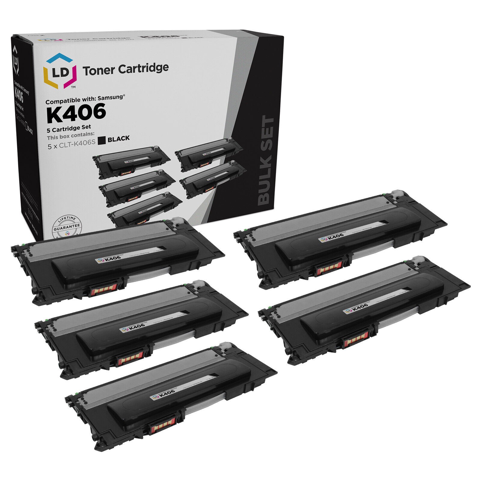 LD Fits Samsung CLT-K406S 5pk Blk CLP-365W CLX-3305FW Xpress C410W C460FW