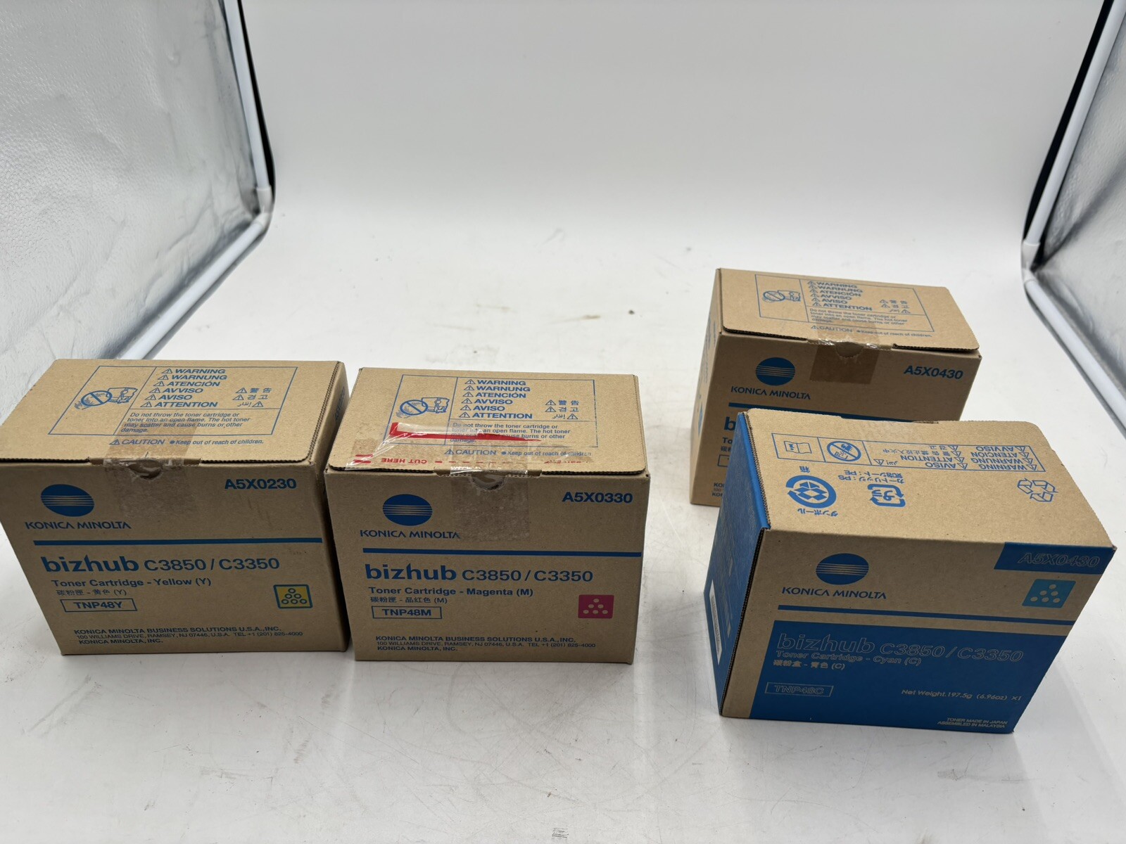 Lot Of Konica Minolta 1 Yellow A5x0230 1 Magenta 0330 2x Cyan 0430 Sealed
