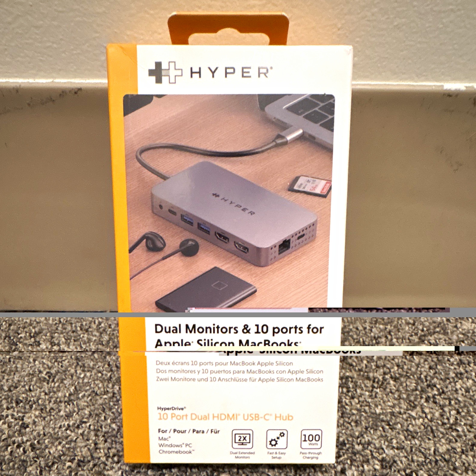 Hyper HyperDrive 10-Port USB-C Hub Dual HDMI, Ethernet, Audio, Gray MacBook