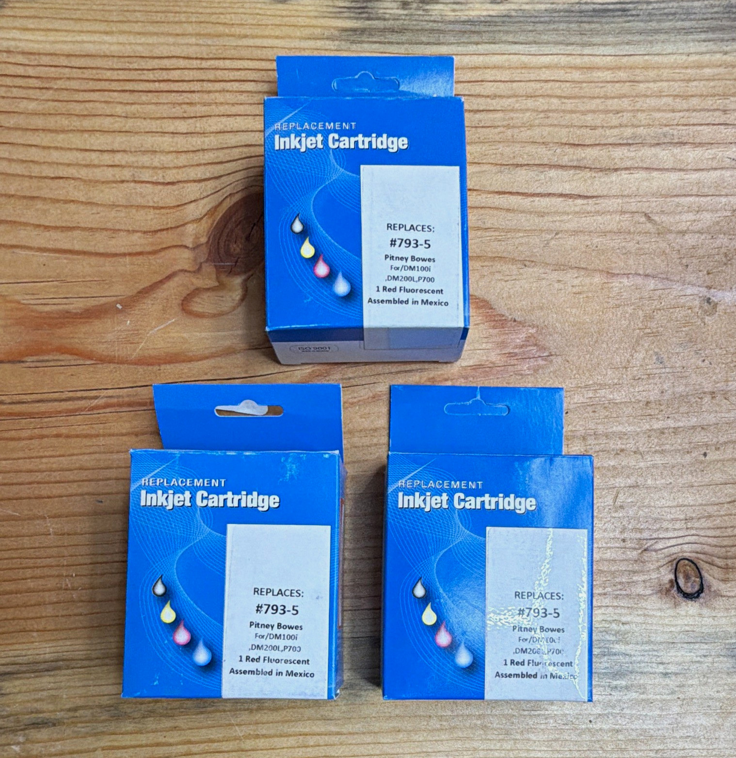 3 Pack Replacement Inkjet Cartridge 793-5 Red for Pitney Bowes DM100i P700