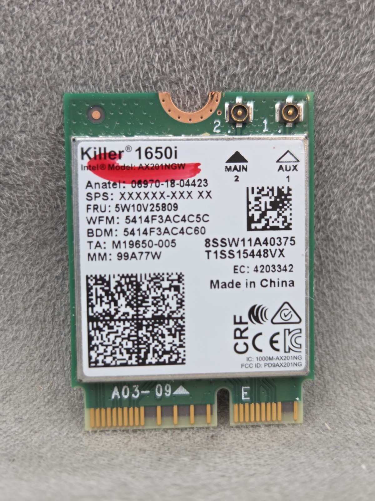 Killer AX1650i WLAN WIFI 6 Bluetooth 5.0 Mini PCI Module Intel Network card