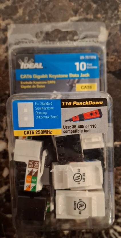 Ideal 89-761WH CAT6 Keystone Modular Jack White 10/Clam #420 K2 *12