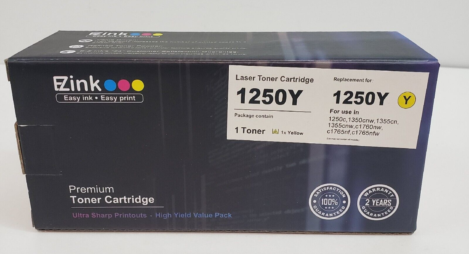 EZink Premium Laser Toner Cartridge 1250Y Yellow 1250c 1350cnw 1355cn c1760nw