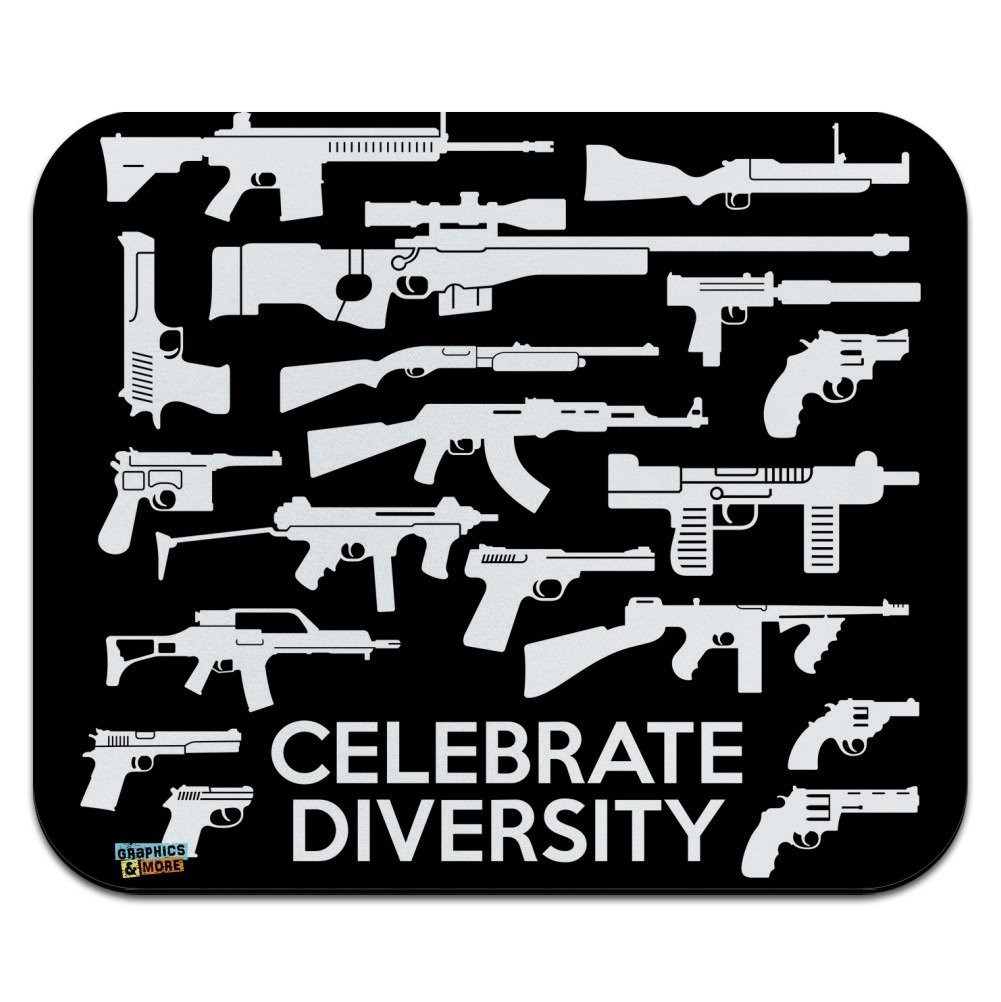 Guns Weapons Rifles Celebrate Diversity 7.8L x 9.3W inches, multi-colored 