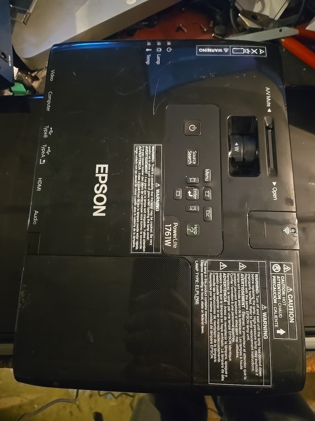 Epson Powerlite 1761W H478A HDMI Projector No Remote NO WiFi Temp For Parts