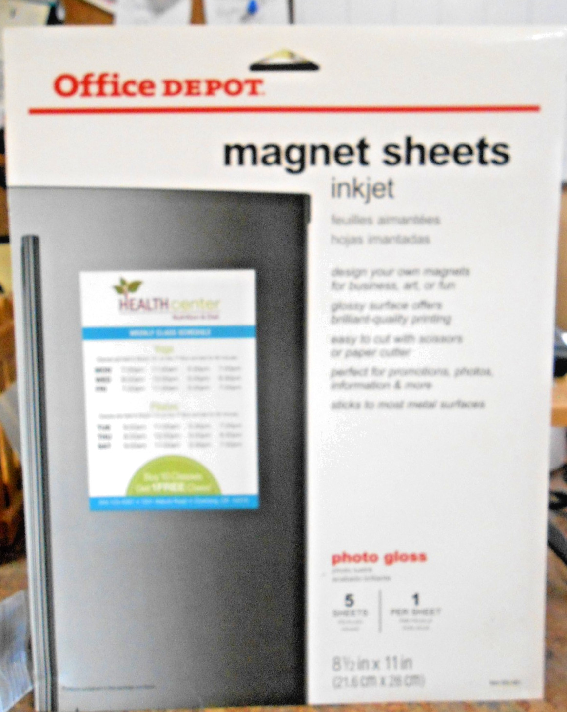 Office Depot Inkjet Magnet Sheets 5-Pack Letter Size White Glossy