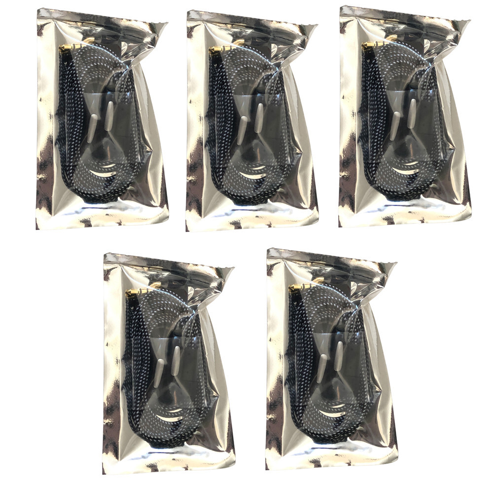 5 New Sealed Premium Stereo Earphone Packs Tangle-Free Cord 3.5mm Plugs