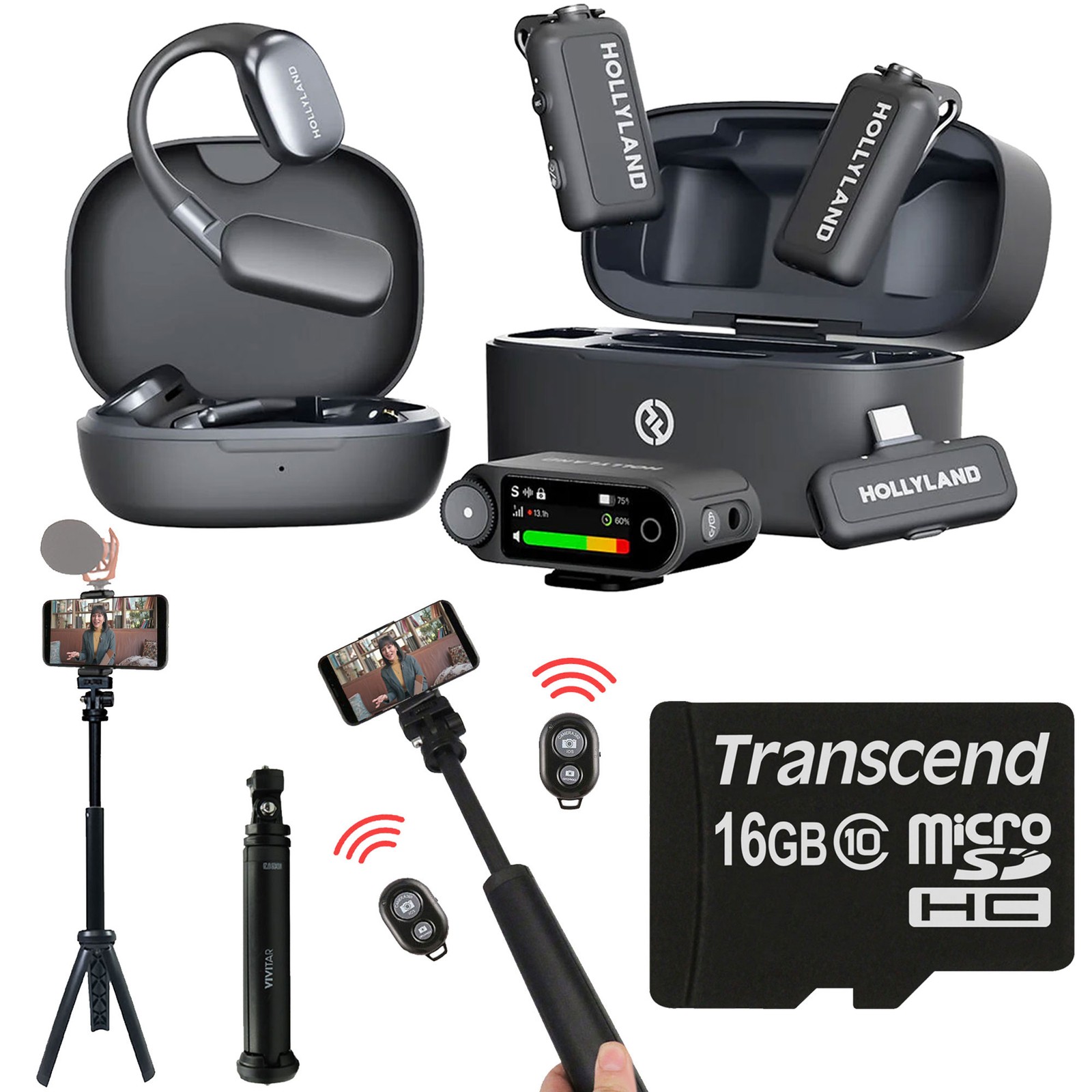Hollyland LARK MAX 2 ULTIMATE COMBO Lavalier Mic System + Tripod, 16GB microSD