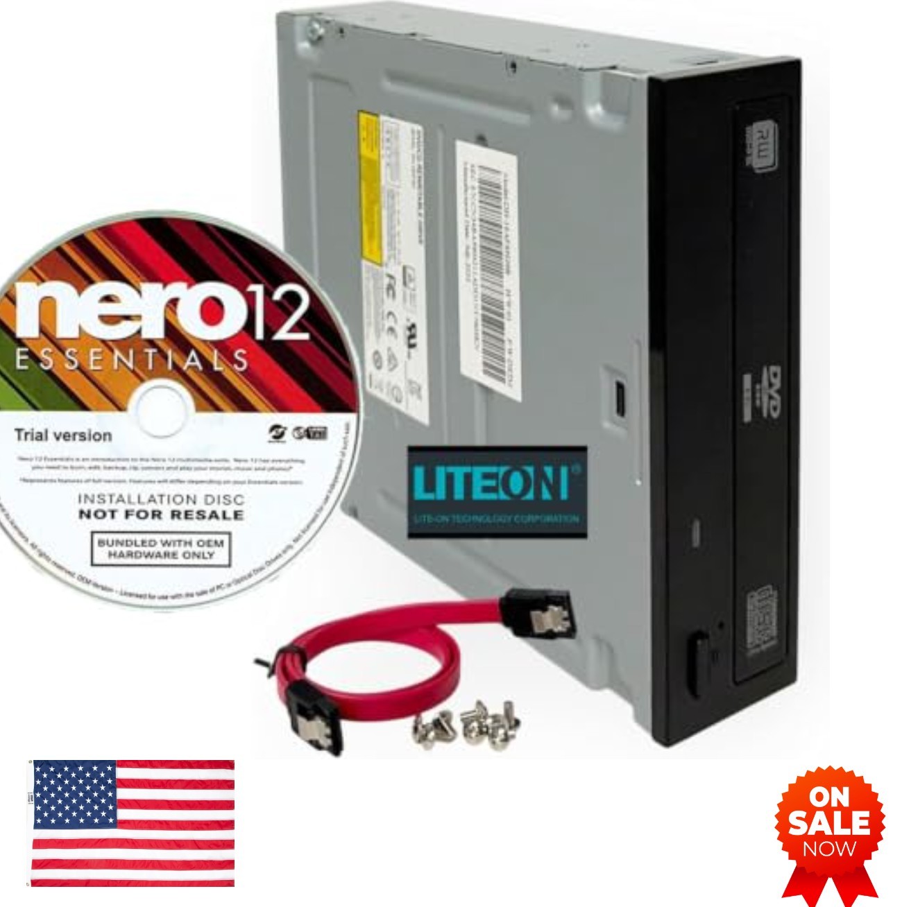 24X SATA DVD CD Writer Drive 5.25 Inch Internal Optical Drive Nero 12 SATA Cable