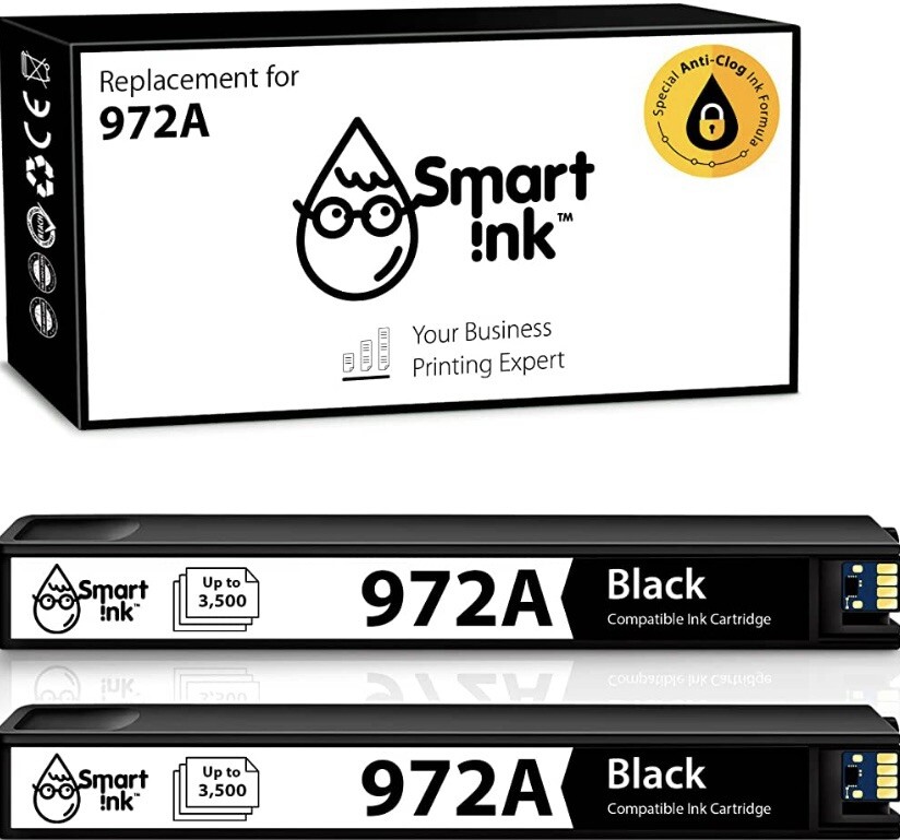 Smart Ink 972A, Compatible Replacement for HP 972A (2 Pack Combo)