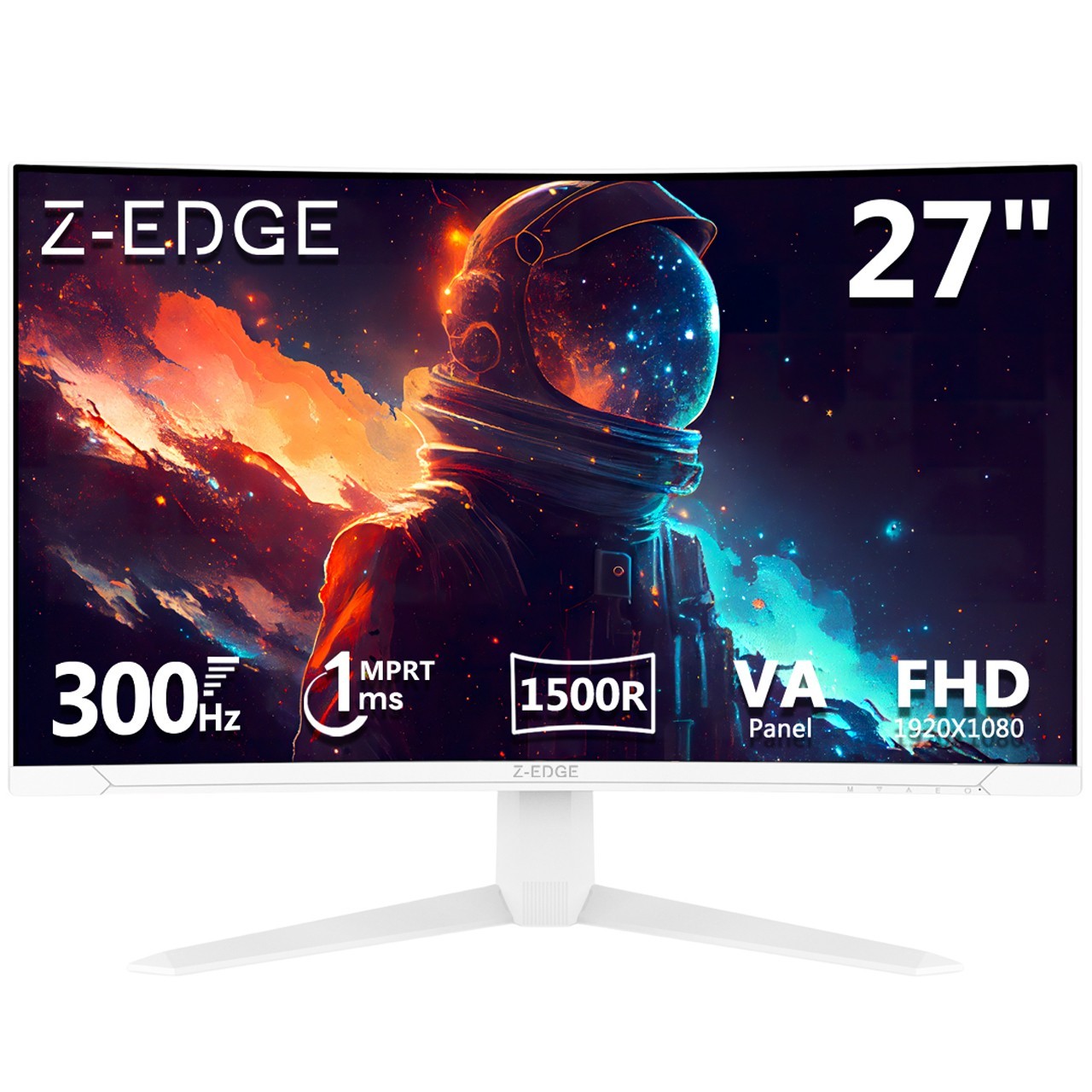 Z-EDGE 27" 1080P Full HD 300 Hz 1 ms Curved Gaming Monitor, HDMI x 2, DP x 2