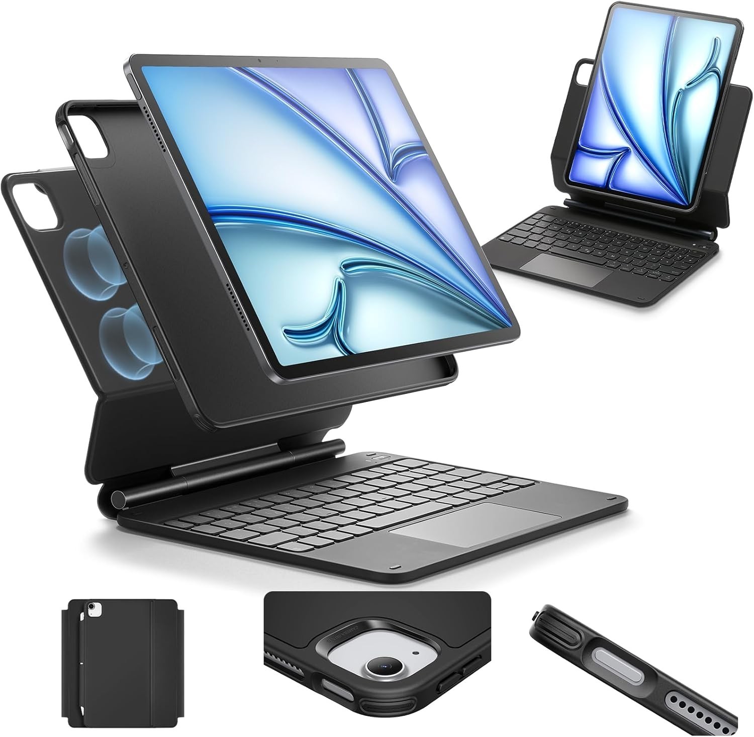 ESR Keyboard Case iPad Air 11 M3 M2 2025 2024 Magnetic Stand Detachable Black