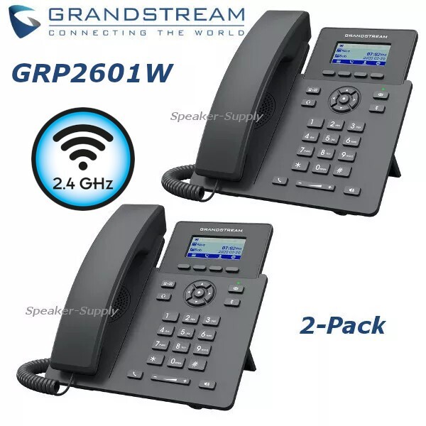 2 Grandstream GRP2601W 2-Line 2 SIP Office Phone 2.4GHz WiFi Bundle Lot