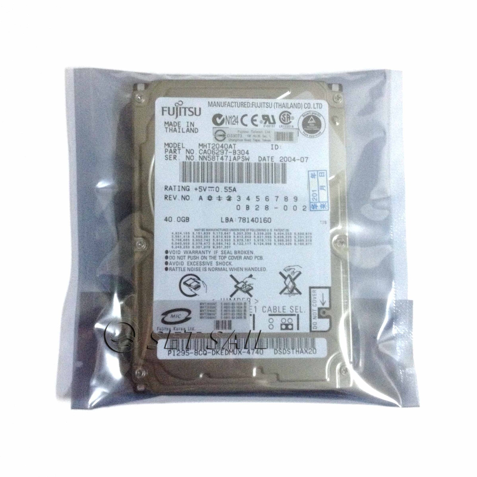 Fujitsu MHT2040AT 40 GB 4200 RPM 2.5" IDE PATA Hard Drive For Laptop Computer