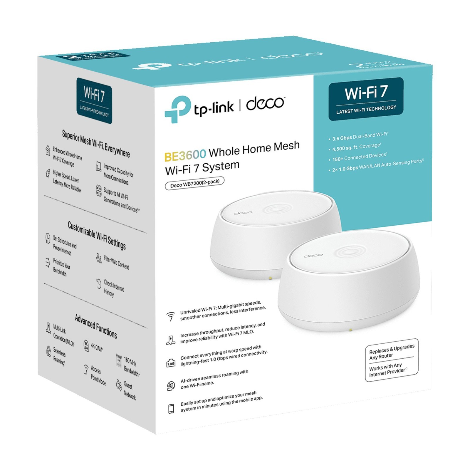 TP-Link Deco BE3600 AI-Driven Dual Band Wi-Fi 7 Home Mesh Router System 2-PACK™