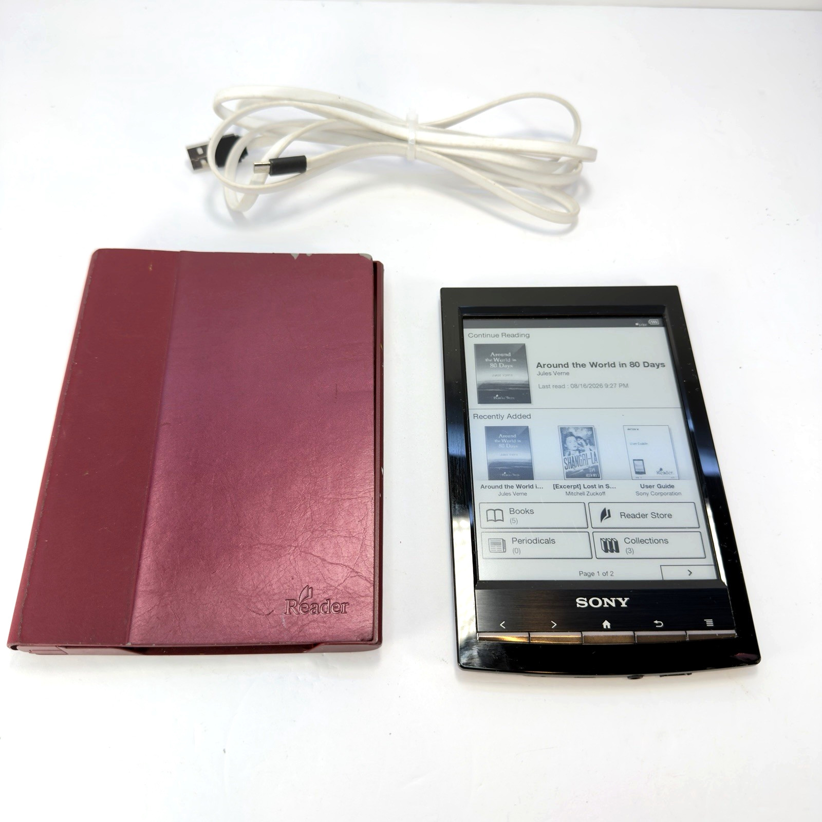 Sony Reader PRS-T1 6” eReader WiFi Touchscreen 2GB PRSA-CL10 Light Cover Bundle