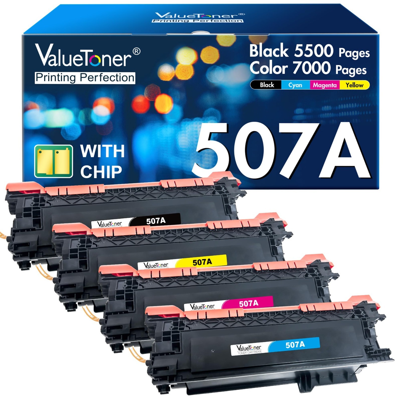 NEW Valuetoner 507A Toner Cartridges for HP 507X Compatible CE400A CE401A CE402A