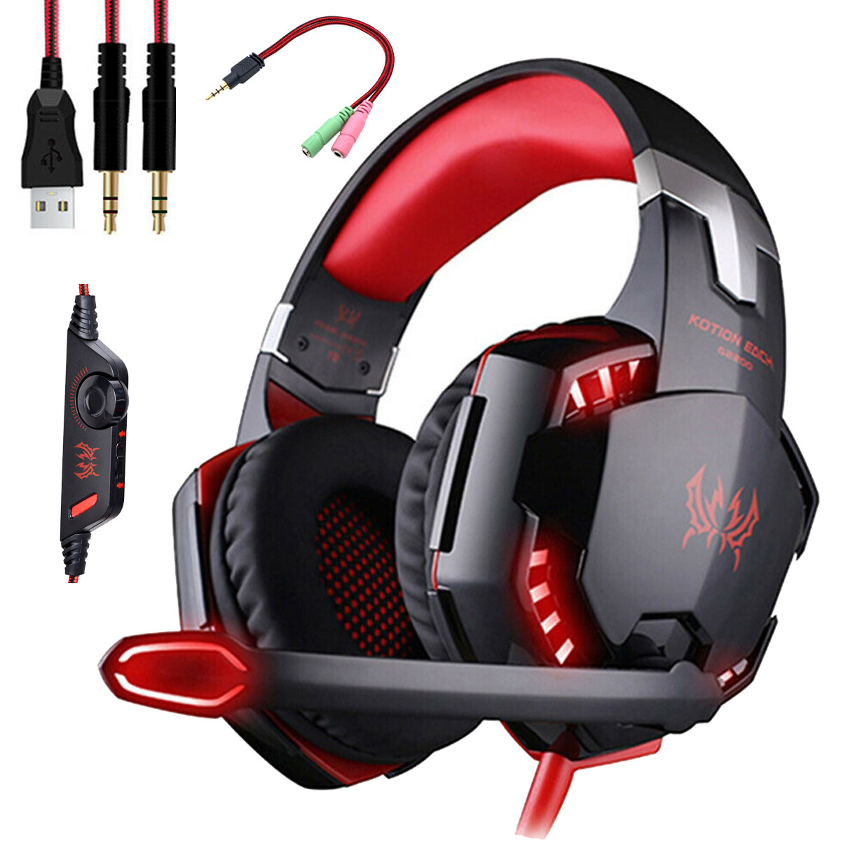 Gaming Gamer Wired Keyboard & Mouse W/LED Backlit,Gaming Headset , Mouse Pad Set