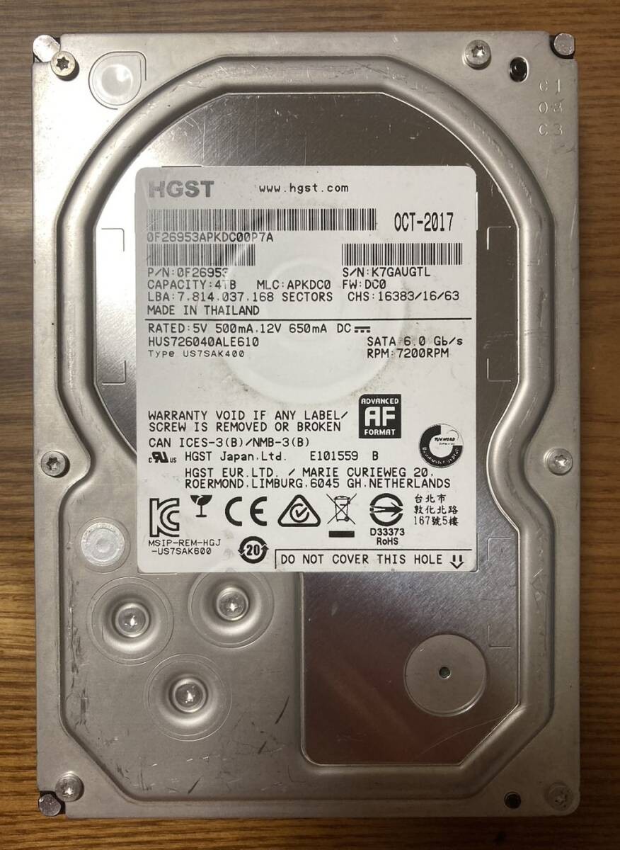 Excellent Condition Hitachi/HGST Ultrastar 7K6000 HUS726040ALE610 3.5 inch HDD 4