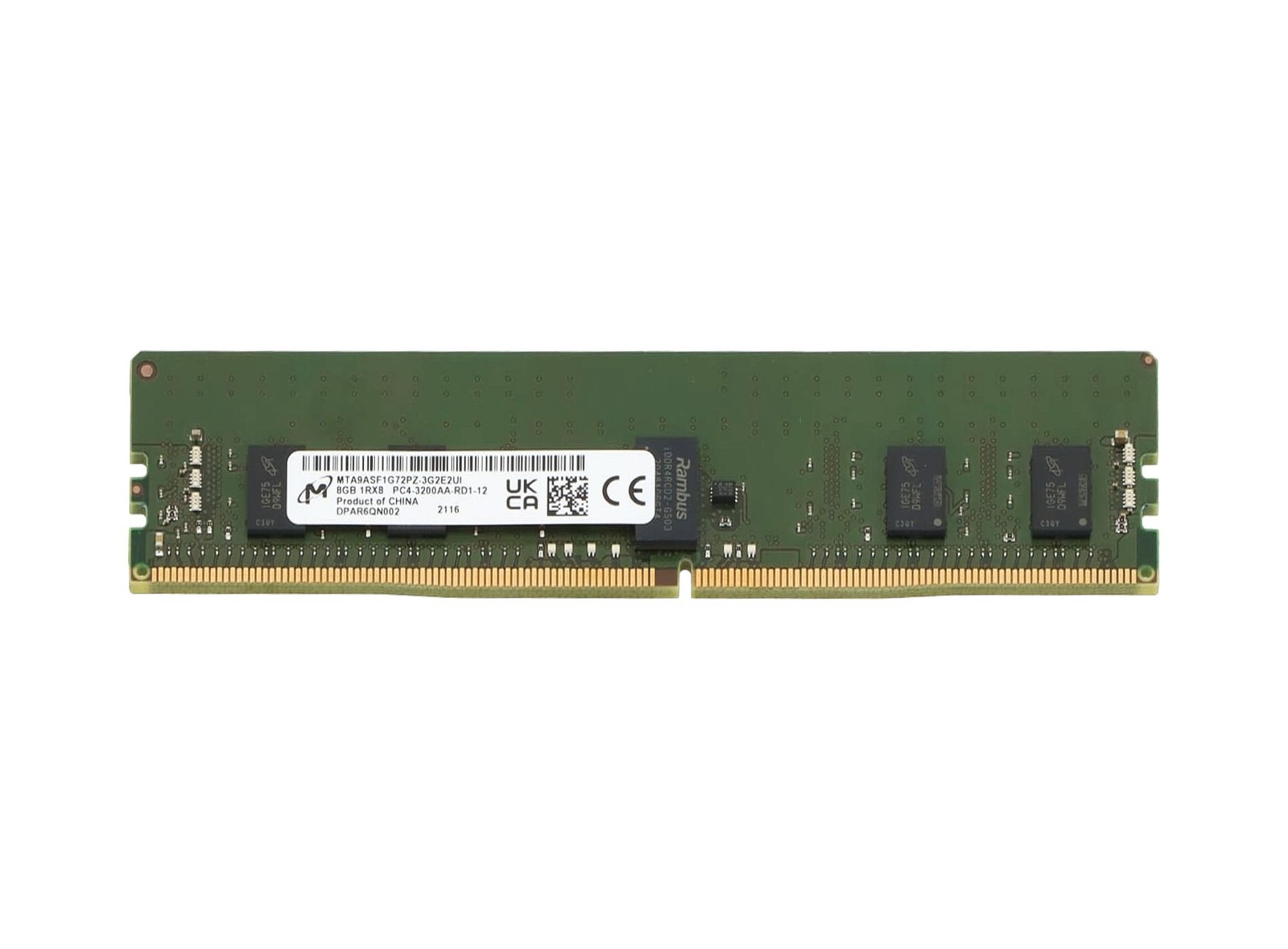 RAM Micron 8GB 1Rx8 PC4-25600 DDR4 RDIMM 3200MHz MTA9ASF1G72PZ-3G2R1