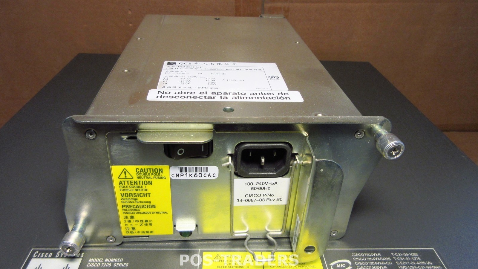 Cisco 280W Power Supply for 7200 Routers 34-0687-03 FROM CISCO 7200 VXR