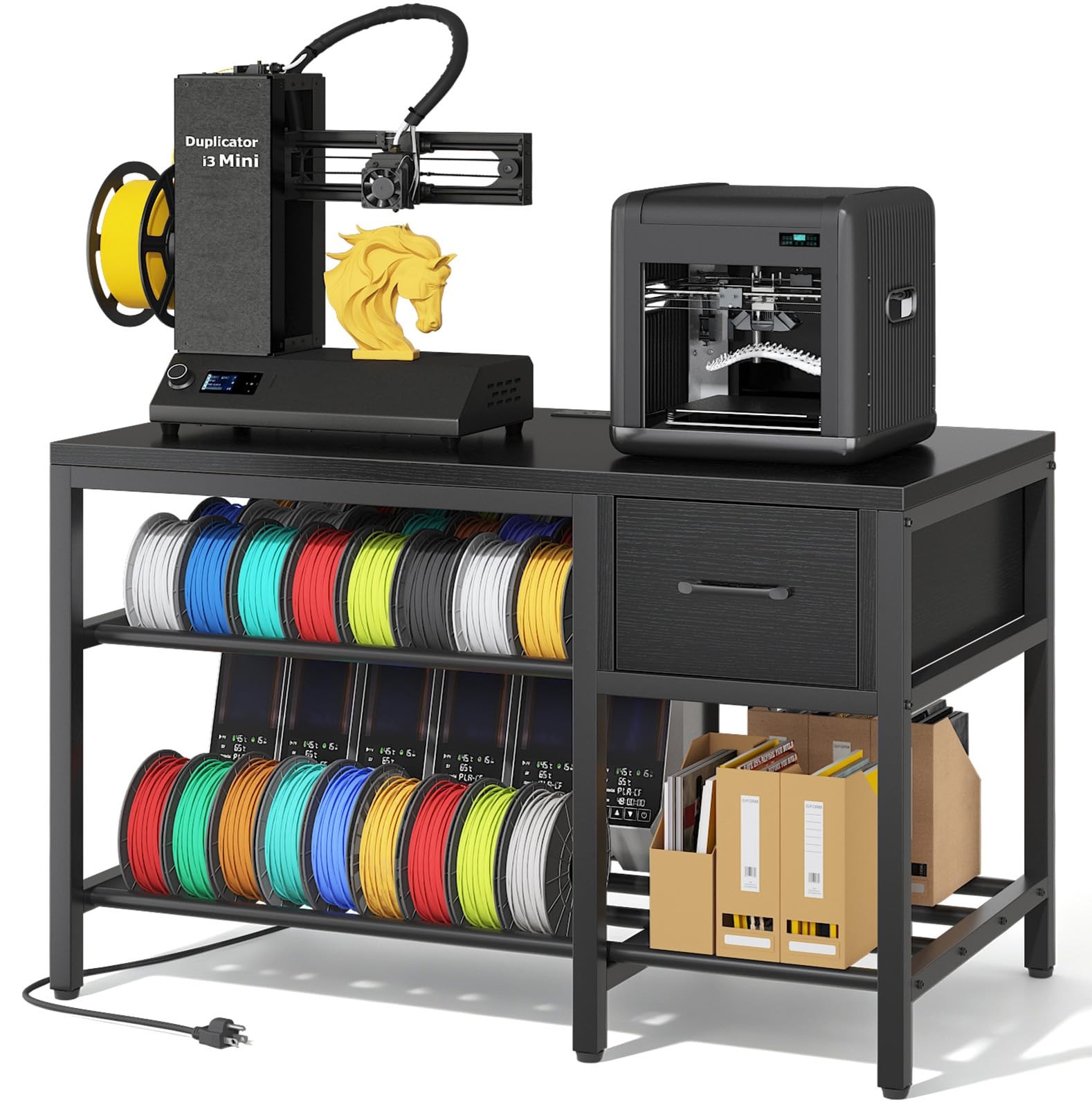 3D Printer Stand with Filament Storage – Heavy Duty Metal 3D Printer Table with