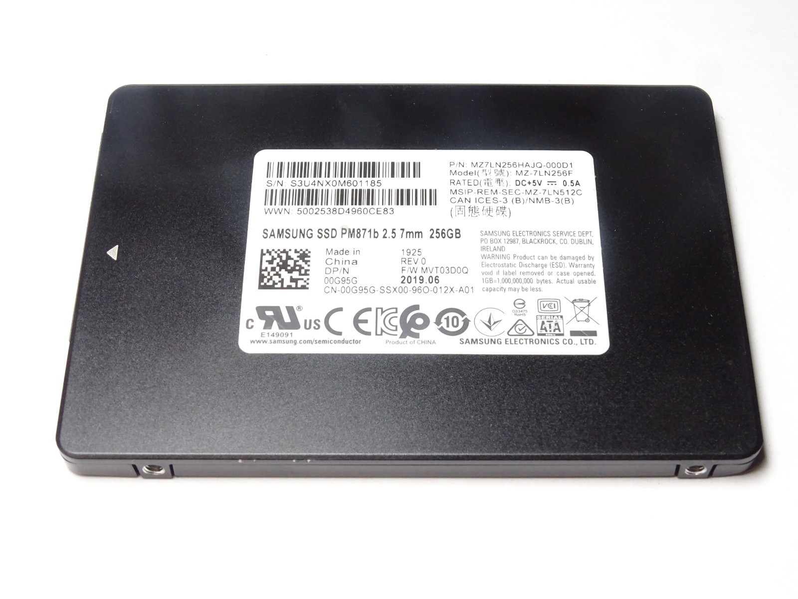Samsung PM871b 256GB SSD 2.5" 7mm SATA III Internal Solid State Drive 100% HP