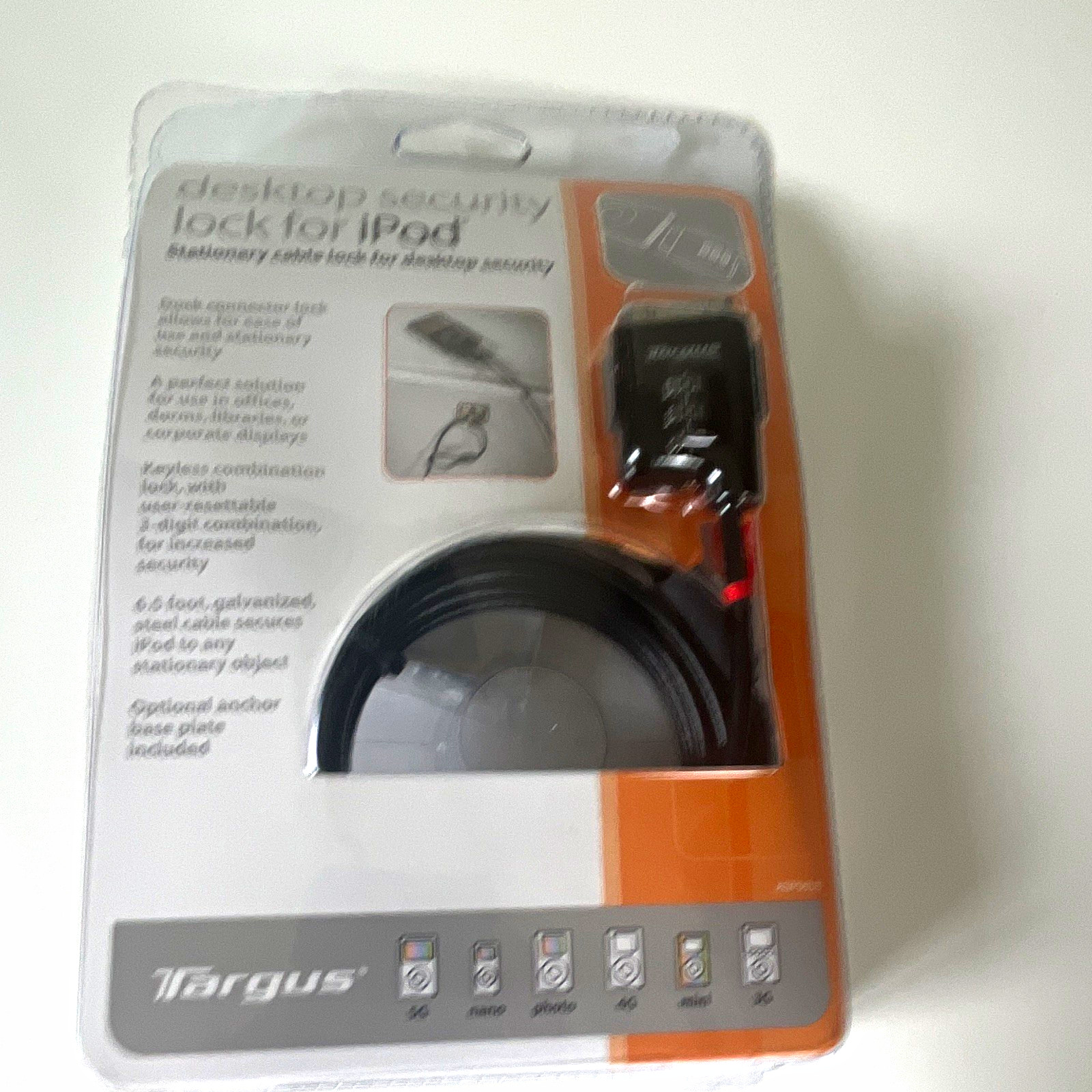 VTG Targus ASP60US Desktop Security Combination Lock 3-Digit 6.5 ft Steel Cable