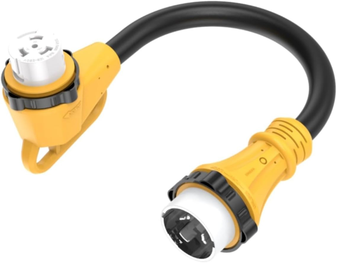 1.5Ft 90 Degree RV 50-Amp Shore-Power Adapter, 50Amp Twist-Lock Adapter | NEMA S