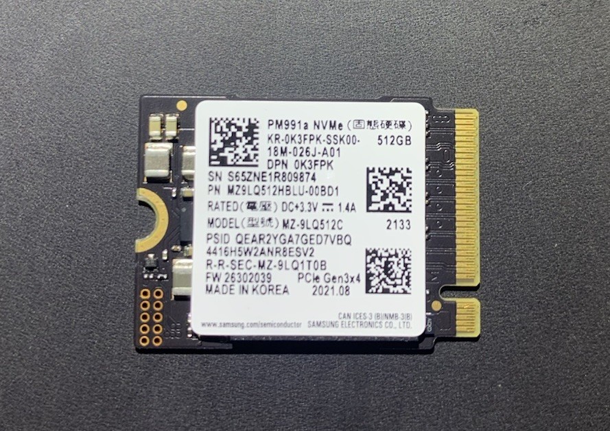 Samsung PM991a 512GB MZ-9LQ512C NVMe 2230 MZ9LQ512HBLU-00BD1 90-98%