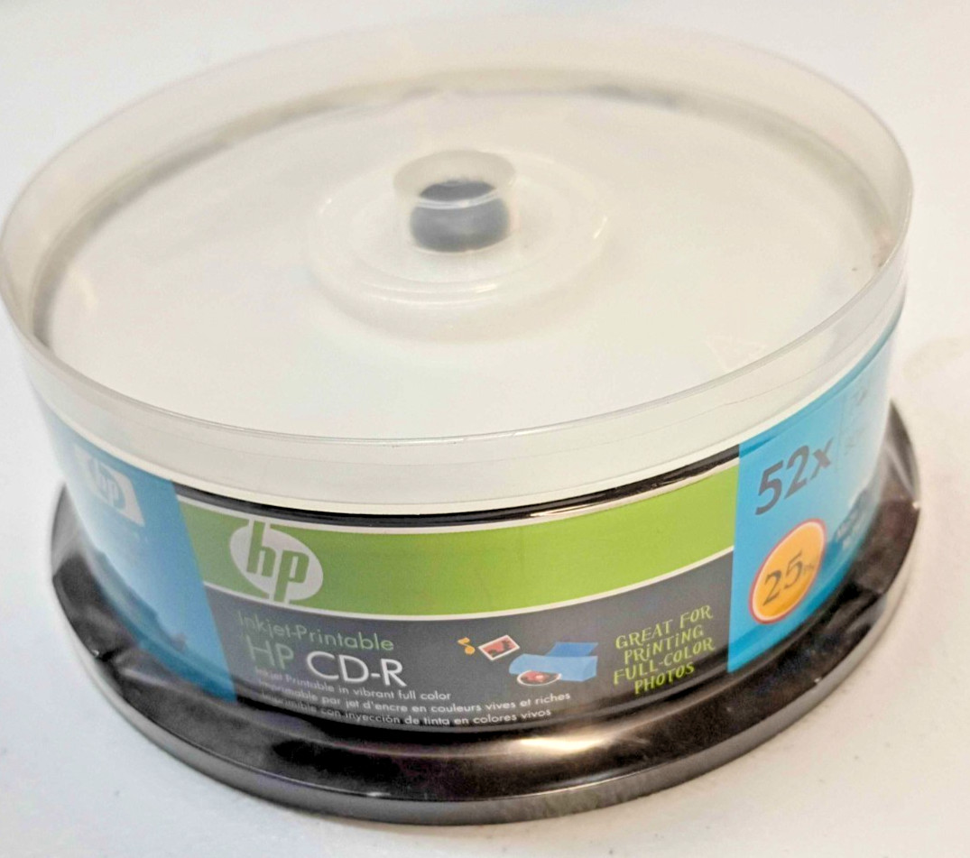 *Pack Of 25* HP CD-R Inkjet Printable 52x 80 Minutes 700 MB Data NEW & SEALED