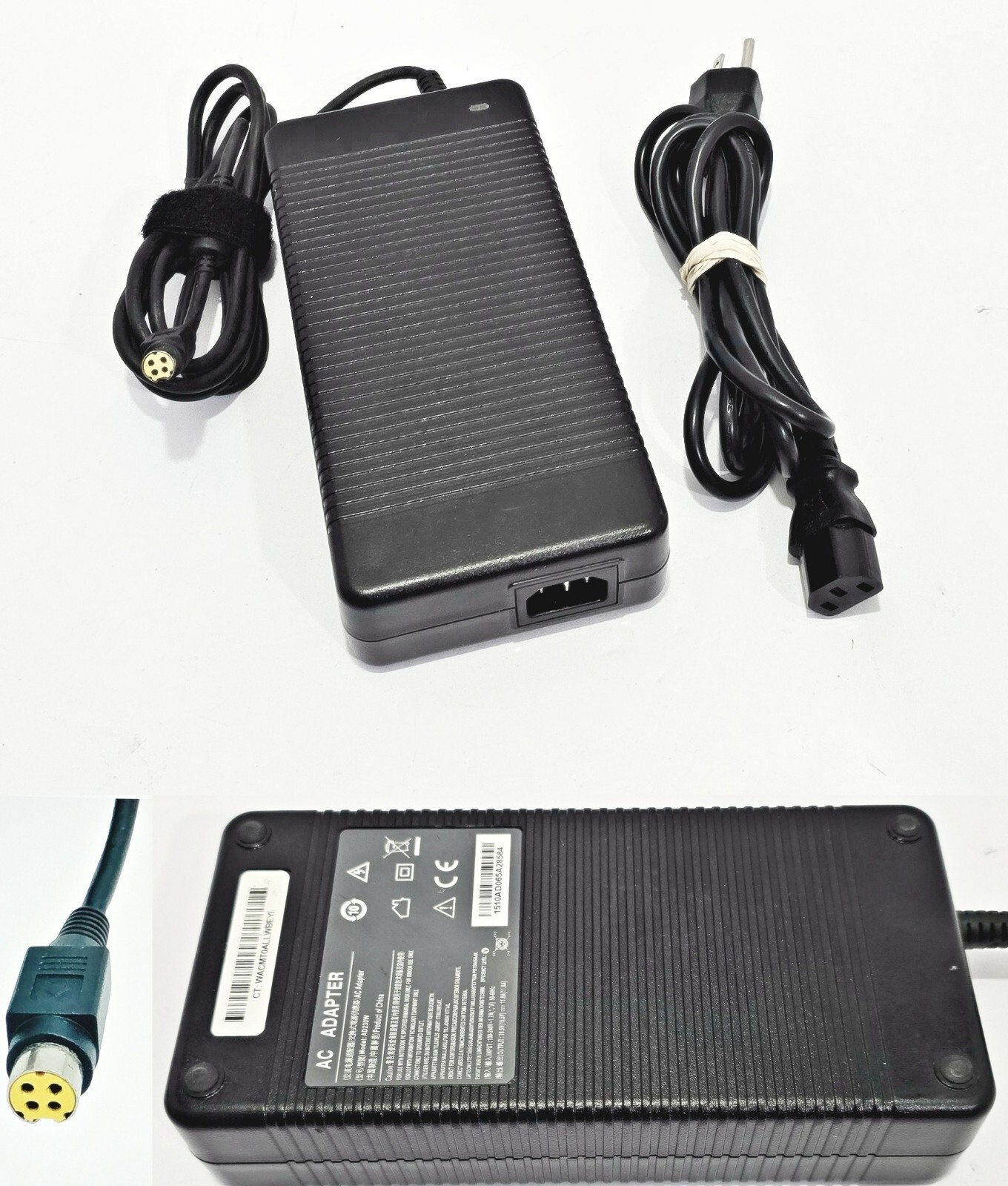 230W 4-Hole Plug AC Adapter AD230W 19.5V 11.8A For PC Laptop w/ Bonus Power Cord