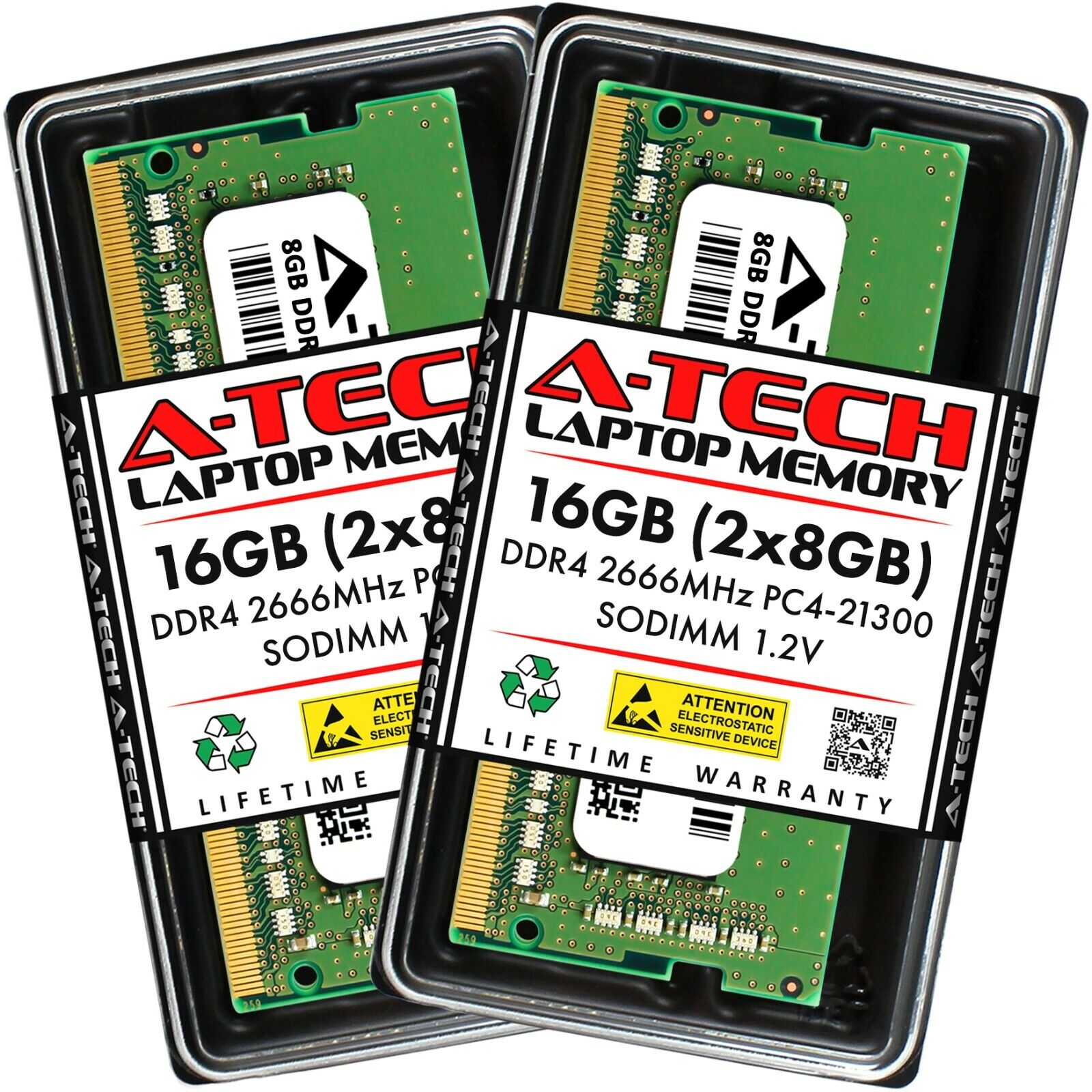 A-Tech 16GB 2x 8GB DDR4 2666 PC4-21300 Laptop 260-Pin SODIMM Memory RAM Kit 16G