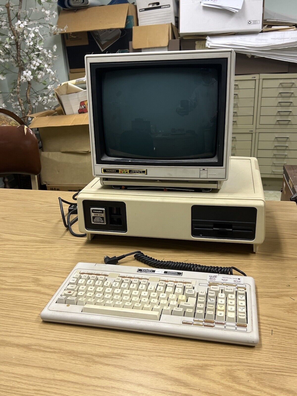 Very Rare TRS-80 Model 26-5112 Personal Computer, Color Monitor, And Keyboard