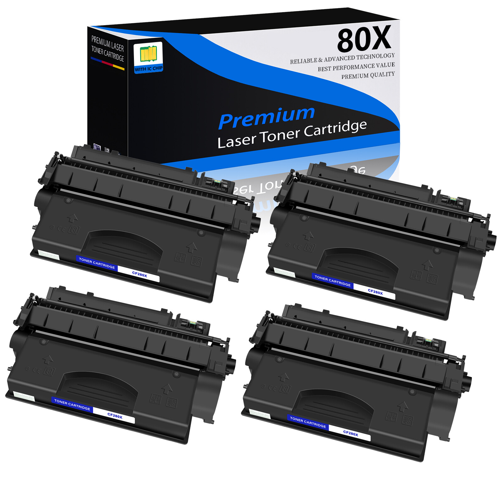 4 PACK CF280X Toner Cartridge for HP Laserjet Pro 400 M401a M401d M425dw M425dn