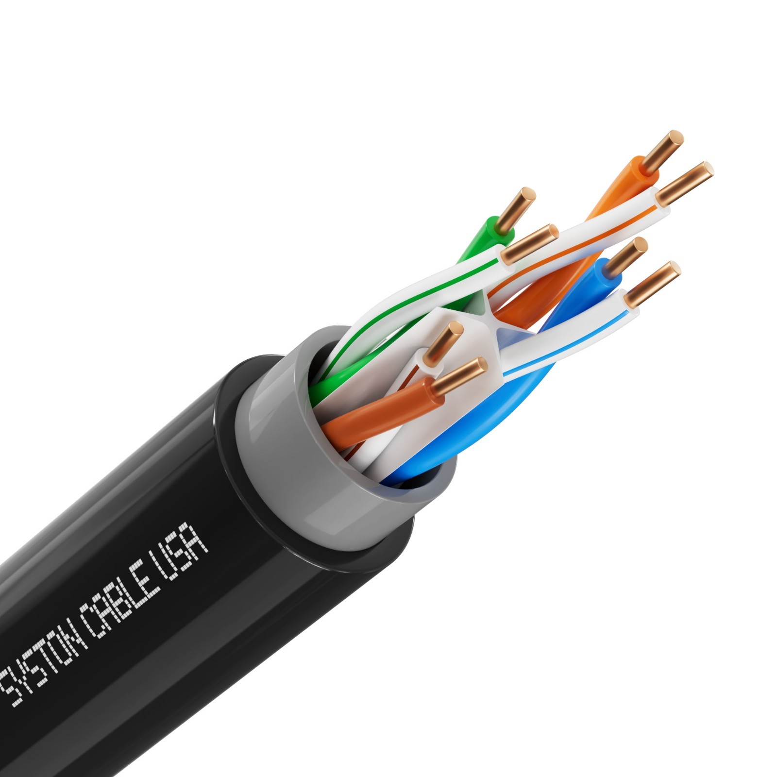 Syston Direct Burial Cat 6A+ Ethernet Cable OSP 23AWG UTP Bulk -50FT-1000FT