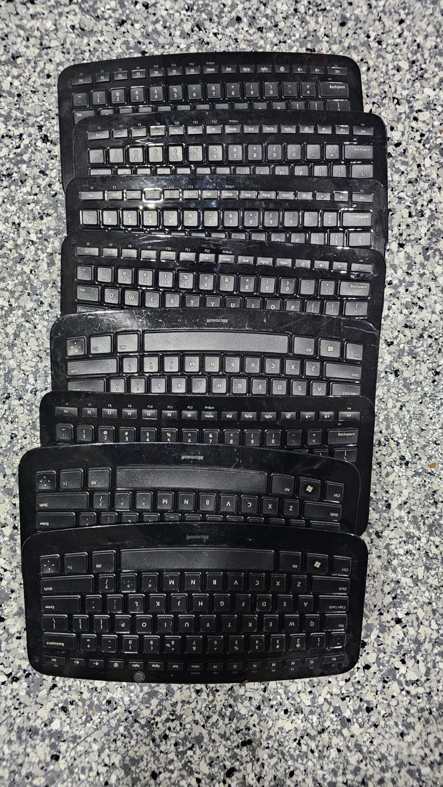 Microsoft Arc Wireless Keyboard without USB Dongle C3K1392. lot of 8 keyboards 