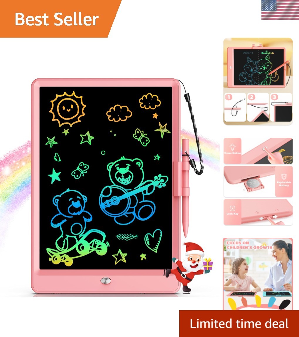 10-Inch Pink LCD Writing Tablet - Safe, Portable Educational Gift for Ages 3-8
