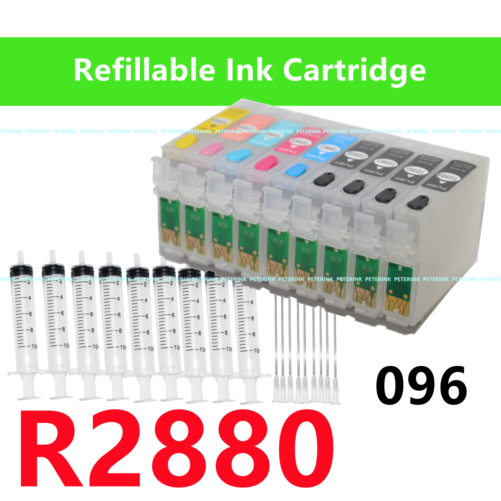 9 Empty Refillable Ink Cartridge kit for Stylus Photo R2880 T096 96 DTF printing